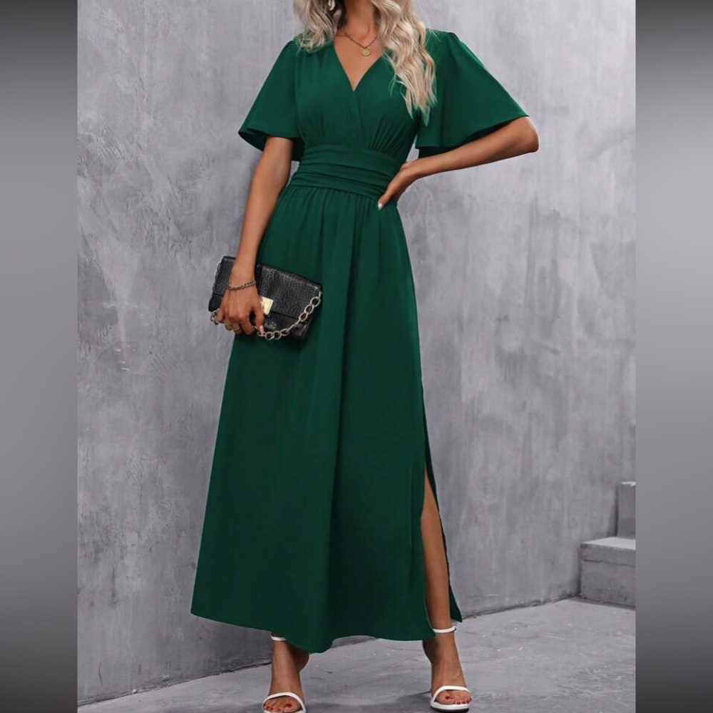 Boho butterfly sleeve slit thigh maxi dress - Picture 9 of 16